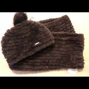 Calvin Klein Faux Fur Hat and Scarf Set